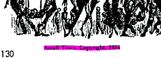 Detail from the April 1967 issue of Amazing Stories, showing that Small Town was copyrighted in 1954