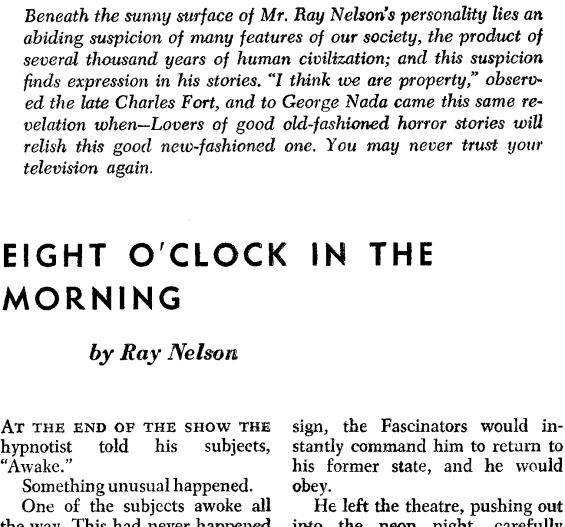 Eight O'Clock In The Morning by Ray Nelson