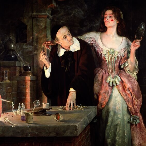 The Birth-Mark by Nathaniel Hawthorne - modified John Collier's "Laboratory", 1895