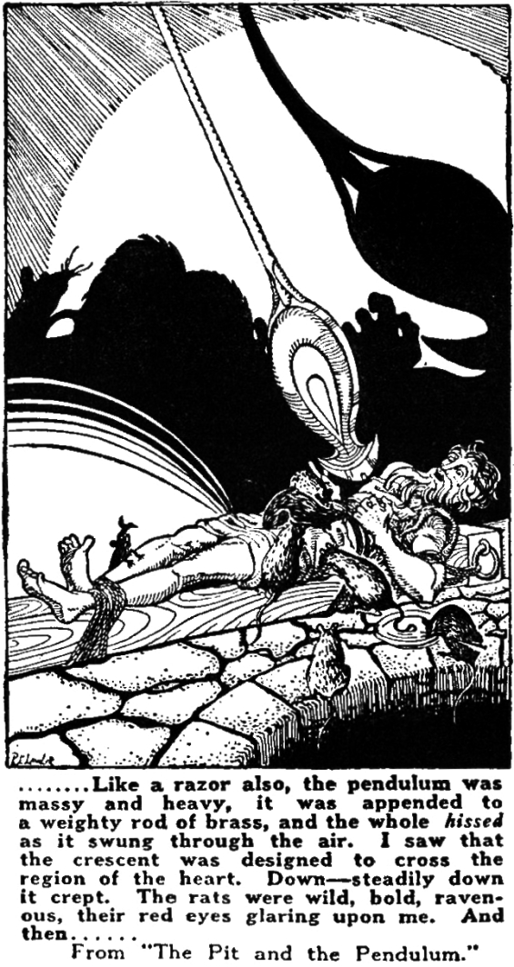 The Pit And The Pendulum - illustration from an ad in Amazing Stories, August 1928