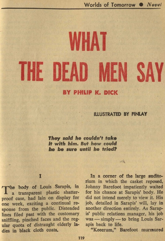 What The Dead Men Say by Philip K. Dick - illustrated by Virgil Finlay