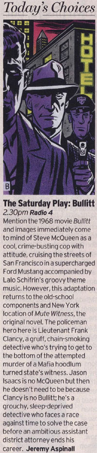 Radio Times - Bullitt (BBC Radio 4 Saturday Play) by Jeremy Aspinall 