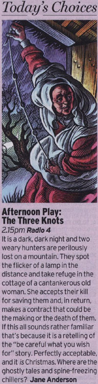 Radio Times - Afternoon Play: The Three Knots - reviewed by Jane Anderson