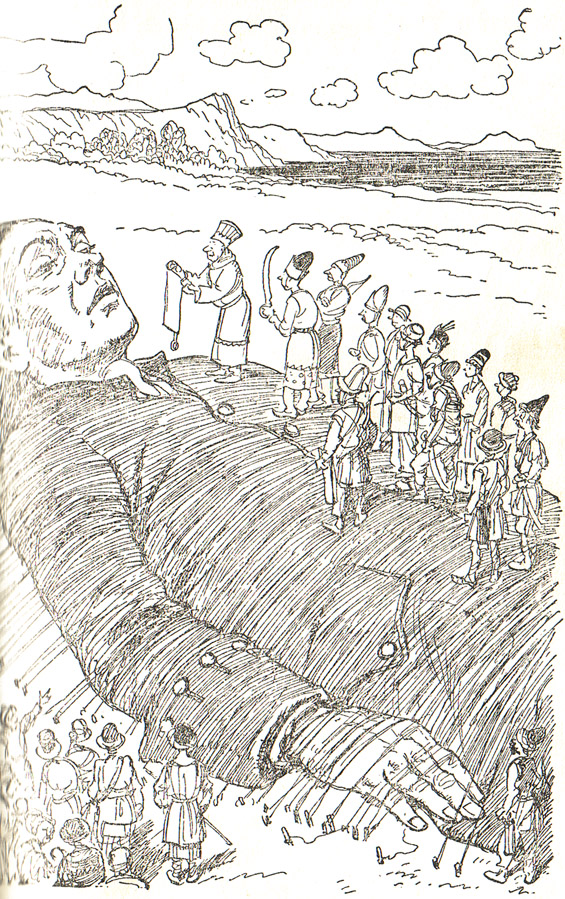 From Chapter 1 - A Voyage To Lilliput (Gulliver's Travels) illustrated by George Morrow