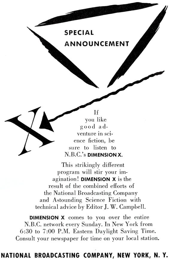 Ad for Dimension X from Astounding July 1951
