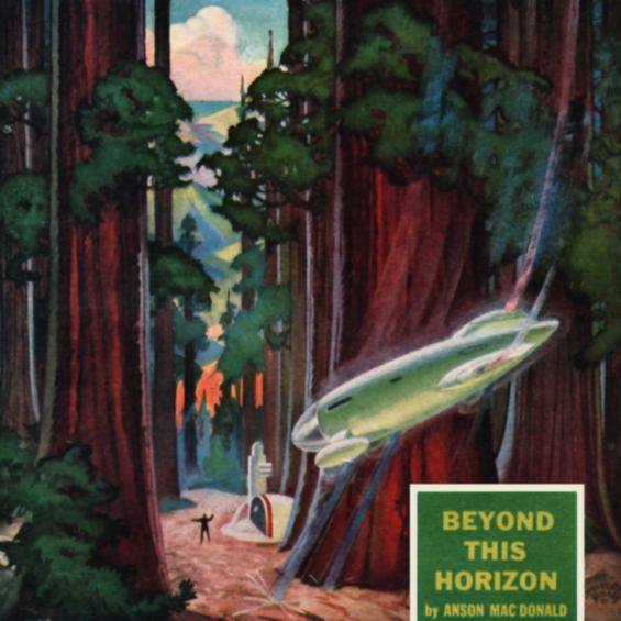 Beyond This Horizon - cover illustration by Hubert Rogers
