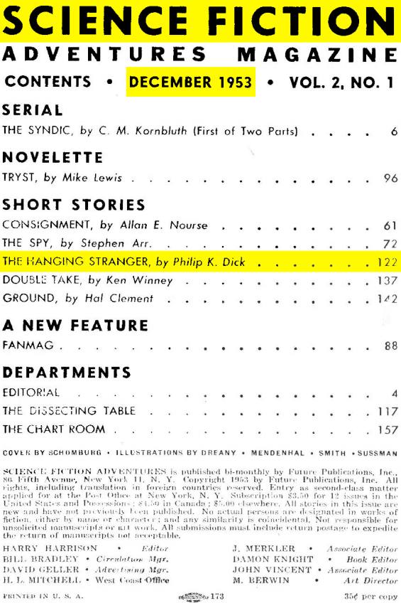 Science Fiction Adventures - December 1953 - Table Of Contents