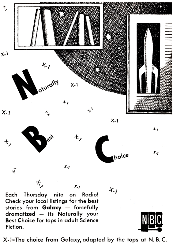 X Minus One AD from Galaxy Science Fiction's February 1958 issue