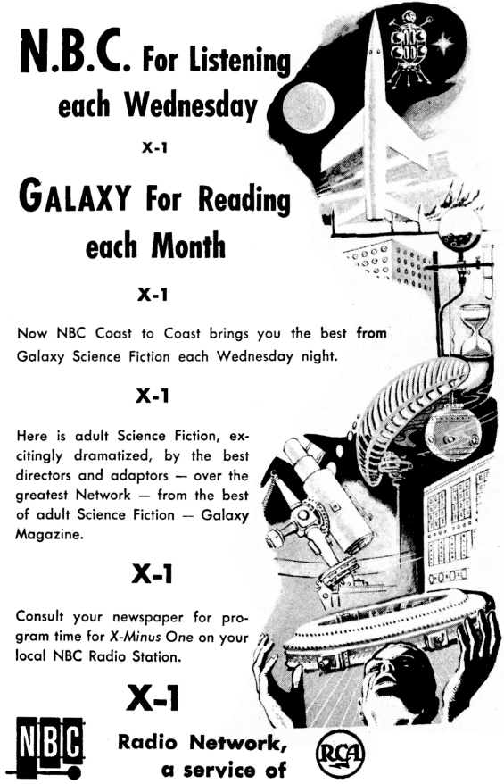 X Minus One AD from Galaxy magazine's May 1956 issue