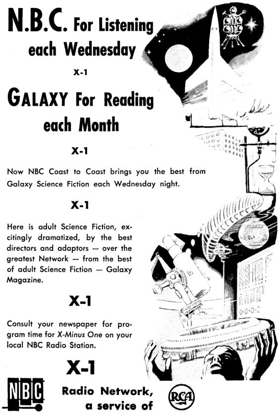 X Minus One ad from the April 1956 issue of Galaxy Science Fiction