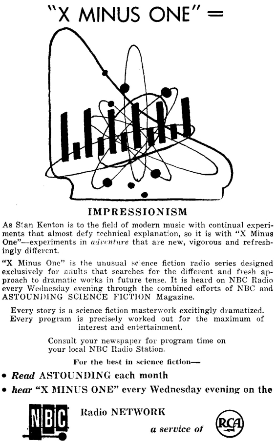 X Minus One ad from the January 1956 issue of Astounding