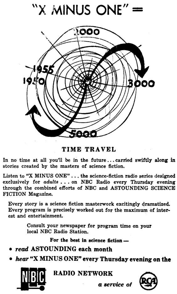 X Minus One ad from the November 1955 issue of Astounding Science Fiction
