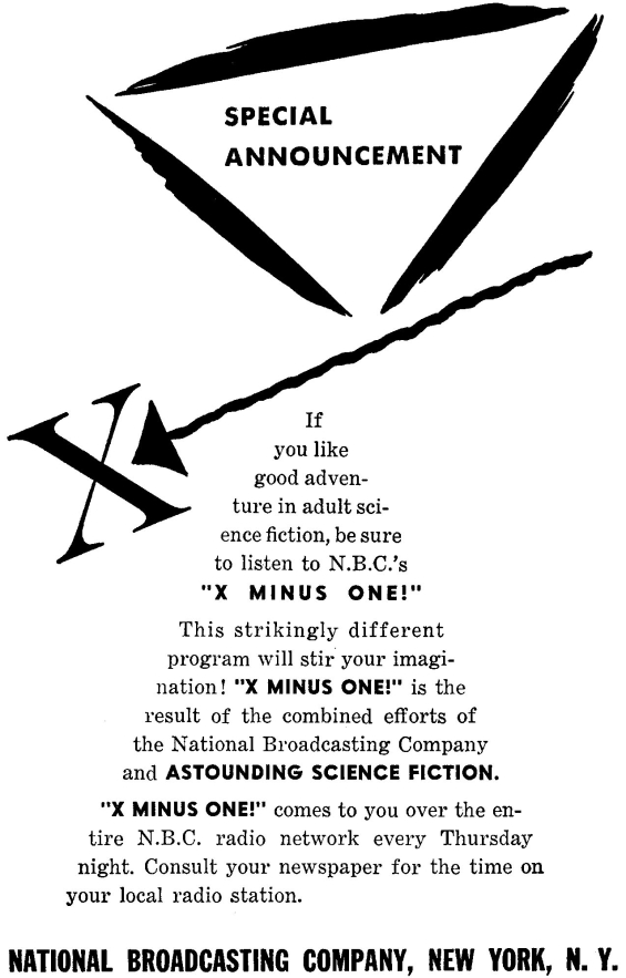 X Minus One advertizement from Astounding September 1955