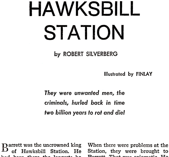 Galaxy August 1967 page 8 (Hawksbill Station by Robert Silverberg)