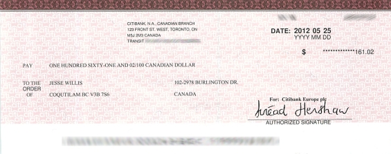 Google Adsense cheque for March and April 2012