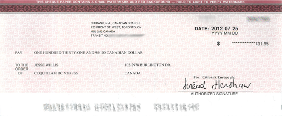 Google Adsense cheque for May and June 2012