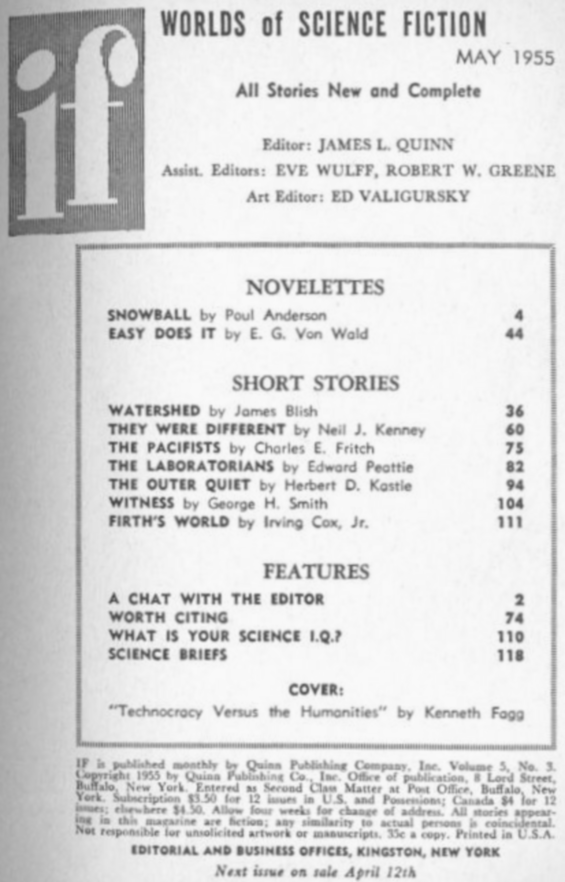 If Worlds Of Science Fiction, May 1955 - table of contents 