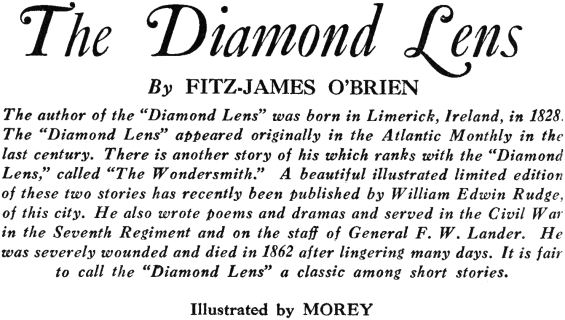 Introduction to the October 1933 issue of Amazing in which The Diamond Lens was published