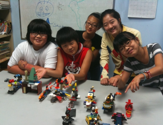 Jesse's students with an afternoon of LEGO creations