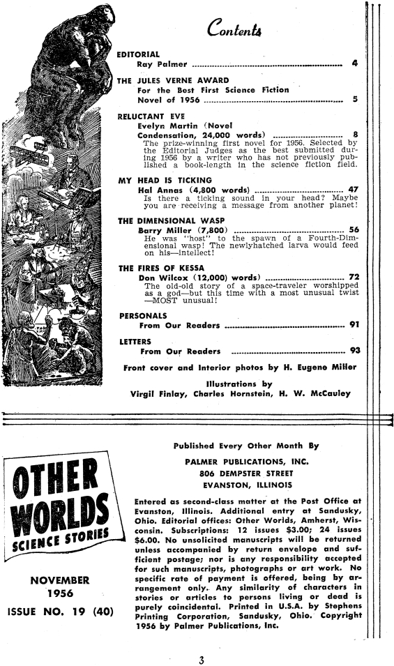 Other Worlds, November 1956 - table of contents