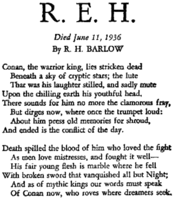 R.E.H. by R.H. Barlow