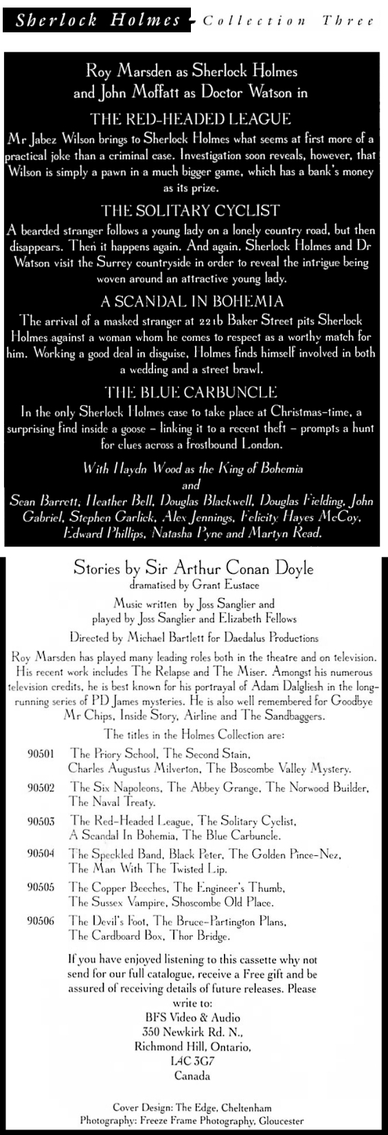 BFS Audio - Sherlock Holmes Collection Three - interior details