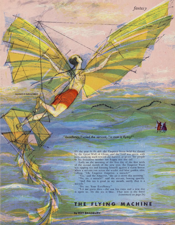 The Flying Machine from Playboy August, 1954 - illustration by Franz Altschuler