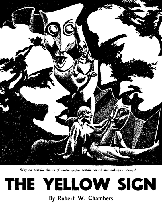 The Yellow Sign - unsigned illustration From Famous Fantastic Mysteries