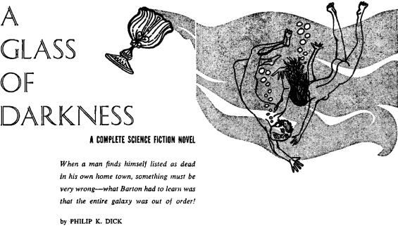 A Glass Of Darkness by Philip K. Dick - Satellite SF, December 1956 interior art