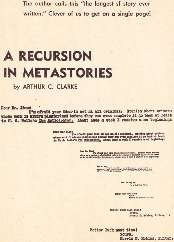 A Recursion Of Metastories by Arthur C. Clarke