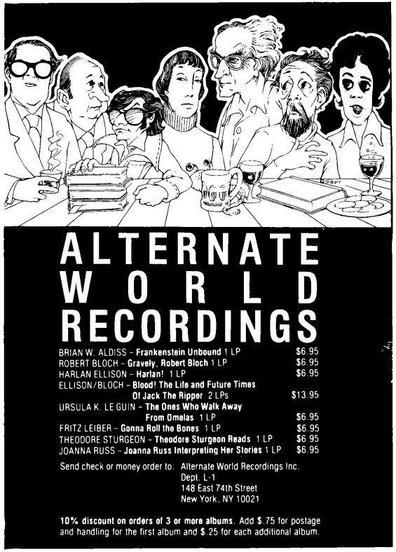 Alternate World Recordings ad from Unearth, Winter 1978