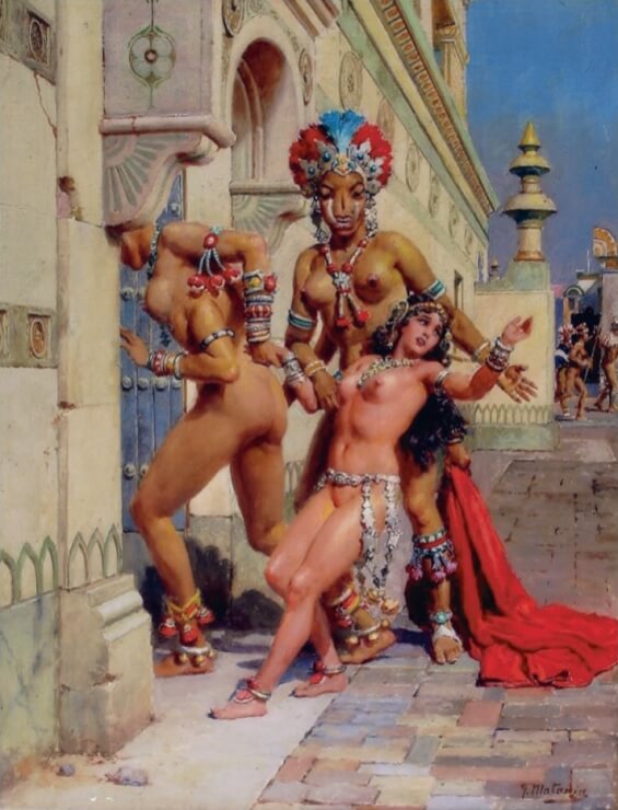 Fortunino Matania illustration of a scene from A Princess Of Mars by Edgar Rice Burroughs