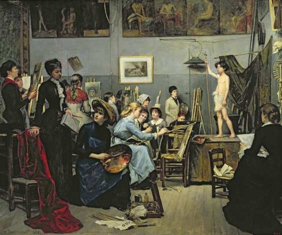 In The Académie Julien In Paris by Marie Bashkirtseff