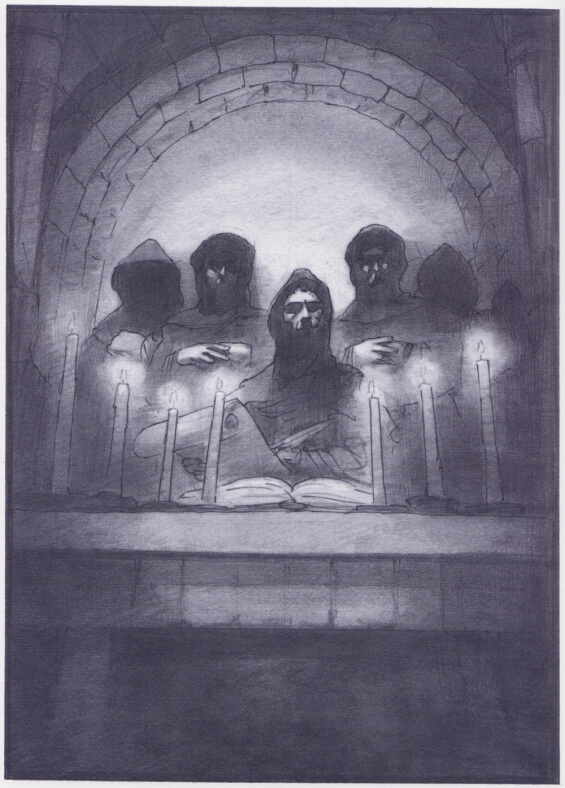Mark Summers illustration of The Pit And The Pendulum by Edgar Allan Poe