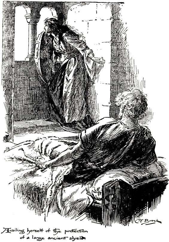 Rebecca and Ivanhoe - illustration by C.E. Brock (1905)