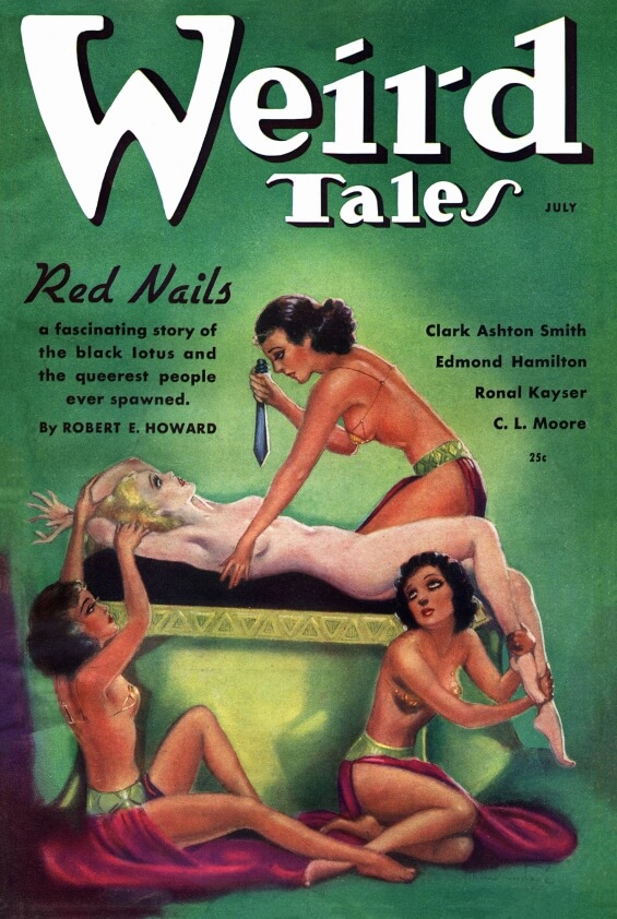 Red Nails illustration by Margaret Brundage from Weird Tales, July 1936