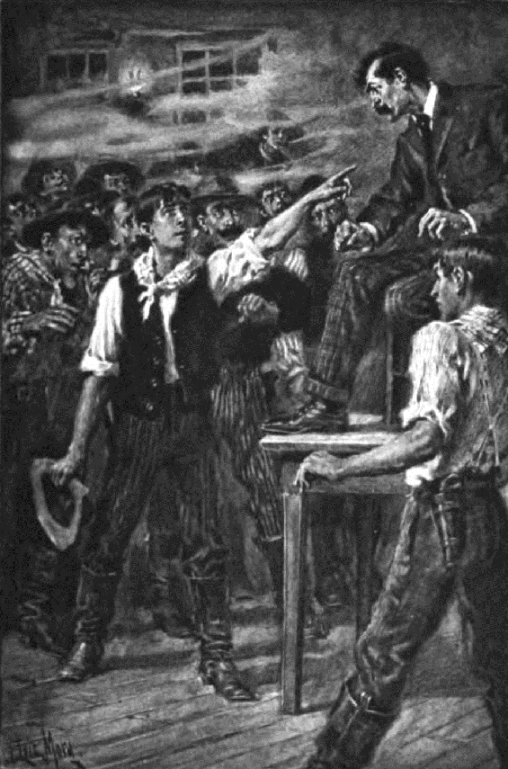 Stillman accuses Sherlock Holmes (1903) illustration by F. Luis Mora