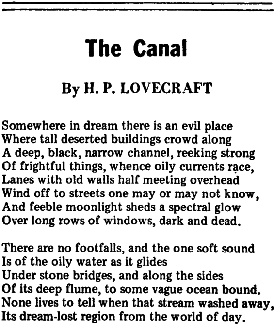 The Canal by H.P. Lovecraft