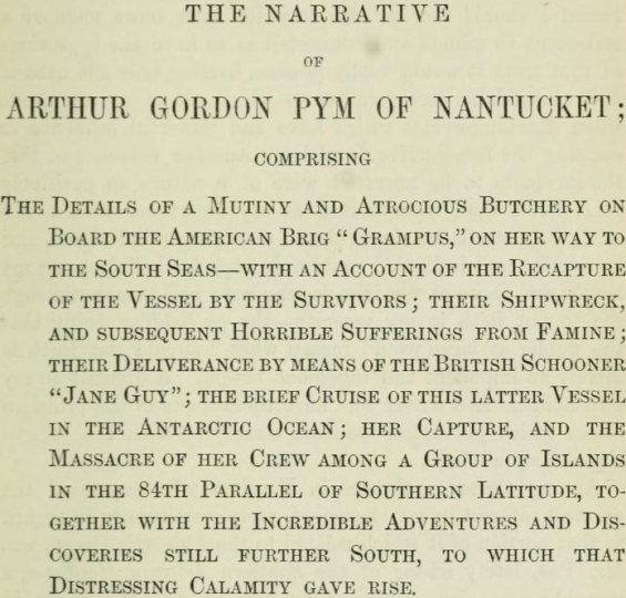 The Narrative Of Arthur Gordon Pym Of Nantucket - subtitle