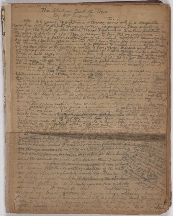 The Shadow Out Of Time by H.P.Lovecraft (manuscript)