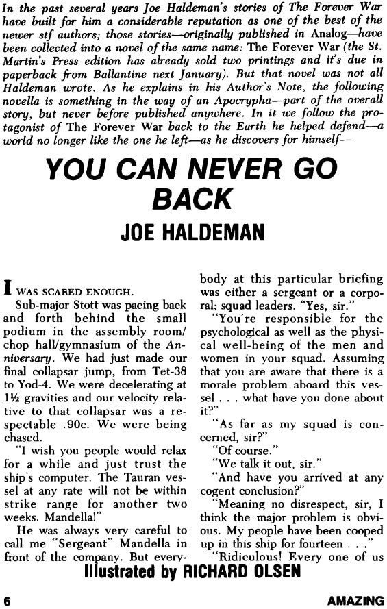 You Can Never Go Back by Joe Haldeman - Amazing, November 1975