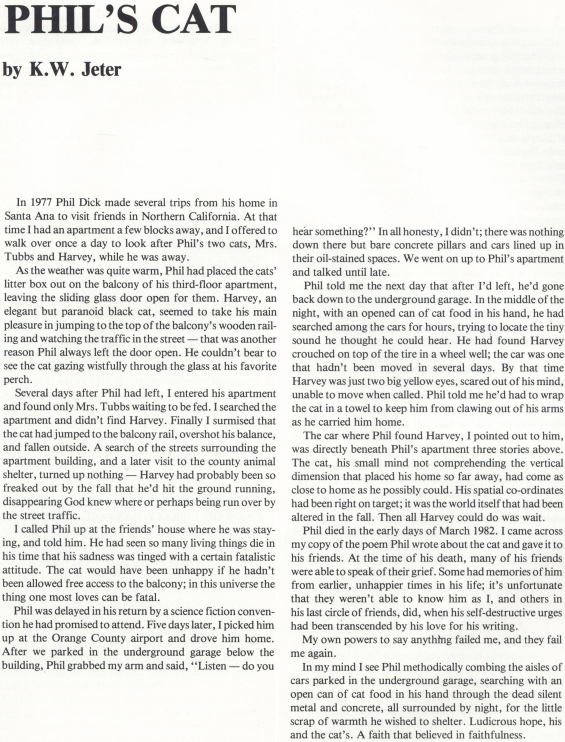Phil's Cat by K.W. Jeter from Last Wave, Summer 1984