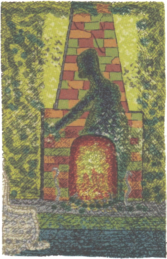 Clark Ashton Smith illustration of THE LURKING FEAR: The Shadow On The Chimney by H.P. Lovecraft