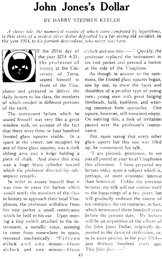 John Jones' Dollar by Harry Stephen Keeler - The Black Cat