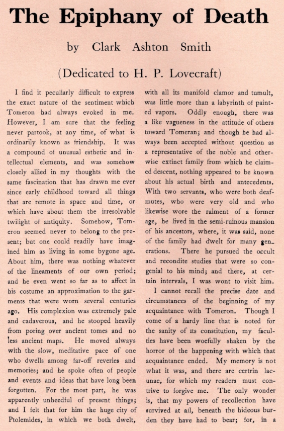 The Epiphany Of Death by Clark Ashton Smith