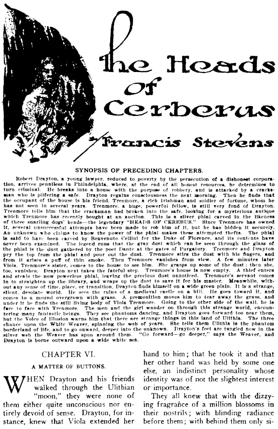 The Heads Of Cerberus by Francis Stevens from The Thrill Book