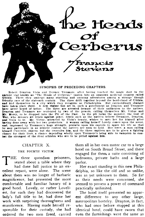 The Heads Of Cerberus by Francis Stevens from The Thrill Book