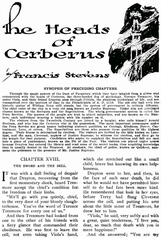 The Heads Of Cerberus by Francis Stevens from The Thrill Book