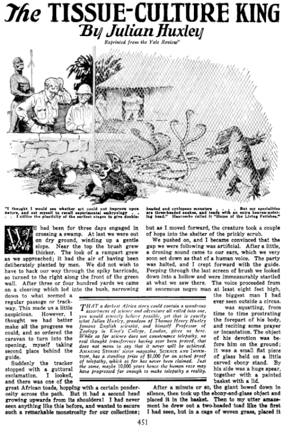 The Tissue-Culture King by Julian Huxley - AMAZING