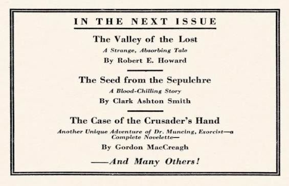 Valley Of The Lost - ad in Strange Tales